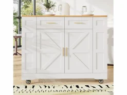 Sale Carrito de cocina móvil con tablero extensible chapado en imitación madera, 2 cajones, 2 puertas y estantes incluidos, - 120x65x90cm Mueble Camarera
