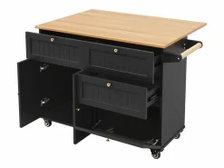 Online Carrito de cocina móvil con tablero extensible chapado en imitación madera, 3 cajones y 3 puertas incluidas, - 133x70x88cm Mueble Camarera