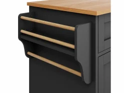 Carrito de cocina móvil de madera con 1 puerta y 5 cajones, aparador con almacenaje 134x46x92 cm -