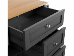 Carrito de cocina móvil de madera con 1 puerta y 5 cajones, aparador con almacenaje 134x46x92 cm -
