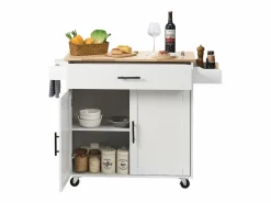 Carrito de Cocina SucceBuy de 89,9 cm, Armario con Ruedas, Cajón y Soporte, Color