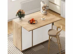 Carrito de cocina 120x46x85cm con ruedas giratorias 360°, cajones, puertas de armario y compartimentos abiertos en color para cocina y salón