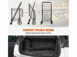 Carrito de Lavandería con Ruedas SucceBuy, Capacidad de 50 Kg, 4 Ruedas, Carrito de Supermercado de Más de 85 L con 2 Cestas