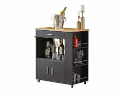 Sobuy Carrito de Servicio Camarera Multiusos Mueble con Estante Lateral Puertas Cajones Porta Paños de Cocina 82 x 46 x 88 cm FKW113-SCH ES