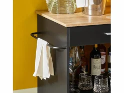 Sobuy Carrito de Servicio Camarera Multiusos Mueble con Estante Lateral Puertas Cajones Porta Paños de Cocina 82 x 46 x 88 cm FKW113-SCH ES