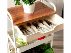 Carrito multiusos Garbo Quid 3 niveles con ruedas /natural 75x46,5x30,5 cm