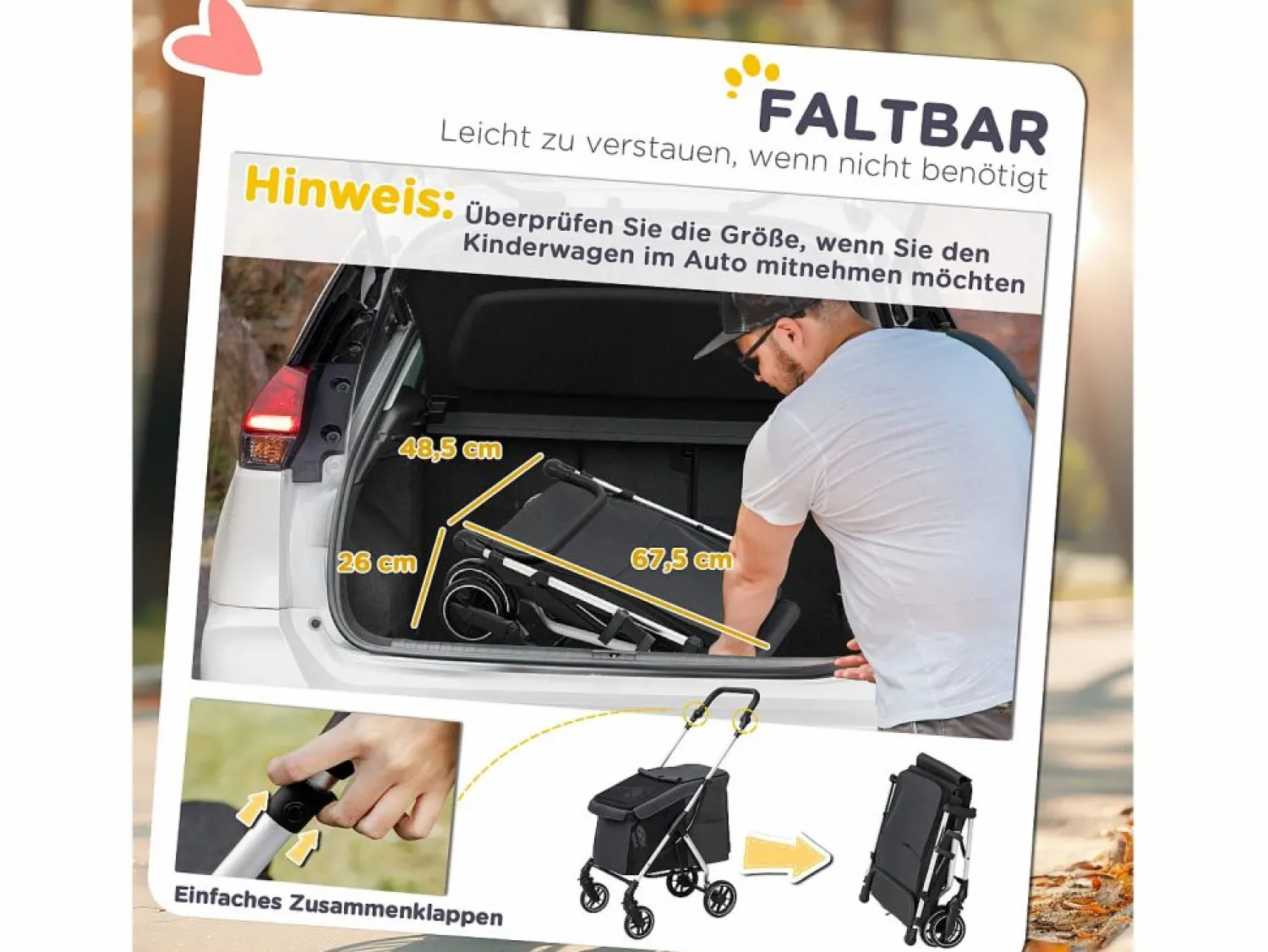 Outlet Carrito plegable para perros y gatos, de aluminio ligero, con cojín y cesta de almacenamiento, (80 x 48,5 x 106 cm) Gris