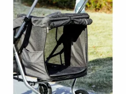 Outlet Carrito plegable para perros y gatos, de aluminio ligero, con cojín y cesta de almacenamiento, (80 x 48,5 x 106 cm) Gris