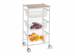 Don Hierro Carrito verdulero con 3 cestas extraíbles grandes- -Haya - 81*43,7*32,5 cm - AXO Blanco