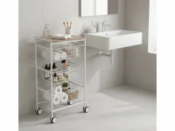 Don Hierro Carrito verdulero con 3 cestas extraíbles grandes- -Haya - 81*43,7*32,5 cm - AXO Blanco