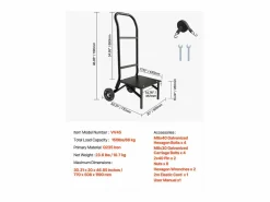 New Carro de Apoyo Porta Sillas Plegables SucceBuy, para 10 Sillas, Carga 68kg para Empujar Silla Conferencia