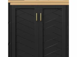New Carro de bar extensible con 2 puertas y 3 cajones, con ruedas, mostrador exterior de madera, Isla Cocina
