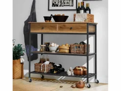 Sale Sobuy Carro de Cocina Carrito de Servir Multiusos con 2 Estantes y 2 Cajones 100 x 45 x 93 cm FKW112-PF ES Marru00f3n