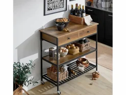 Sale Sobuy Carro de Cocina Carrito de Servir Multiusos con 2 Estantes y 2 Cajones 100 x 45 x 93 cm FKW112-PF ES Marru00f3n