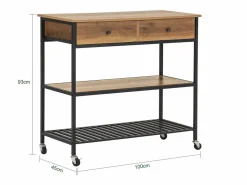 Sale Sobuy Carro de Cocina Carrito de Servir Multiusos con 2 Estantes y 2 Cajones 100 x 45 x 93 cm FKW112-PF ES Marru00f3n