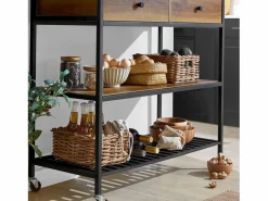 Sale Sobuy Carro de Cocina Carrito de Servir Multiusos con 2 Estantes y 2 Cajones 100 x 45 x 93 cm FKW112-PF ES Marru00f3n
