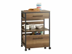 Sale Carro de Cocina con 1 cajón móvil Carrito de Servir Multiusos con 1 Estante y 2 Cajones 60 x 45 x 90 cm FKW118-PF ES Mueble Camarera