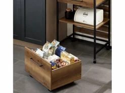 Sale Carro de Cocina con 1 cajón móvil Carrito de Servir Multiusos con 1 Estante y 2 Cajones 60 x 45 x 90 cm FKW118-PF ES Mueble Camarera