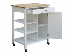 Online Sweeek Carro de cocina con bandeja de madera de pino Blanco
