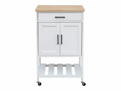 Sweeek Carro de cocina con encimera de madera de pino