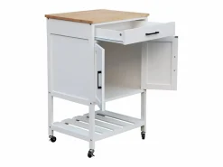 Sweeek Carro de cocina con encimera de madera de pino