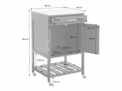 Sweeek Carro de cocina con encimera de madera de pino