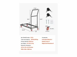 New Carro de Servicio SucceBuy, Capacidad de 136 kg, Diseño en L para 25 Sillas, Almacenamiento Horizontal, Mate Negro