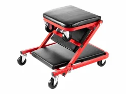 Clearance Carro de Visita SucceBuy Taburete de Garaje Plegable de 91cm, Capacidad de 136kg para Mecánico, Equipado con Seis Ruedas Giratorias 360° de 6,48 cm Rojo