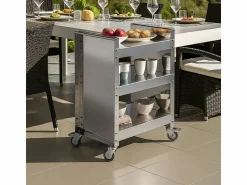 Discount Carro en acero inoxidable con ruedas - 3 estantes regulables - 82*59*40,50 cm - TEO Mueble Camarera