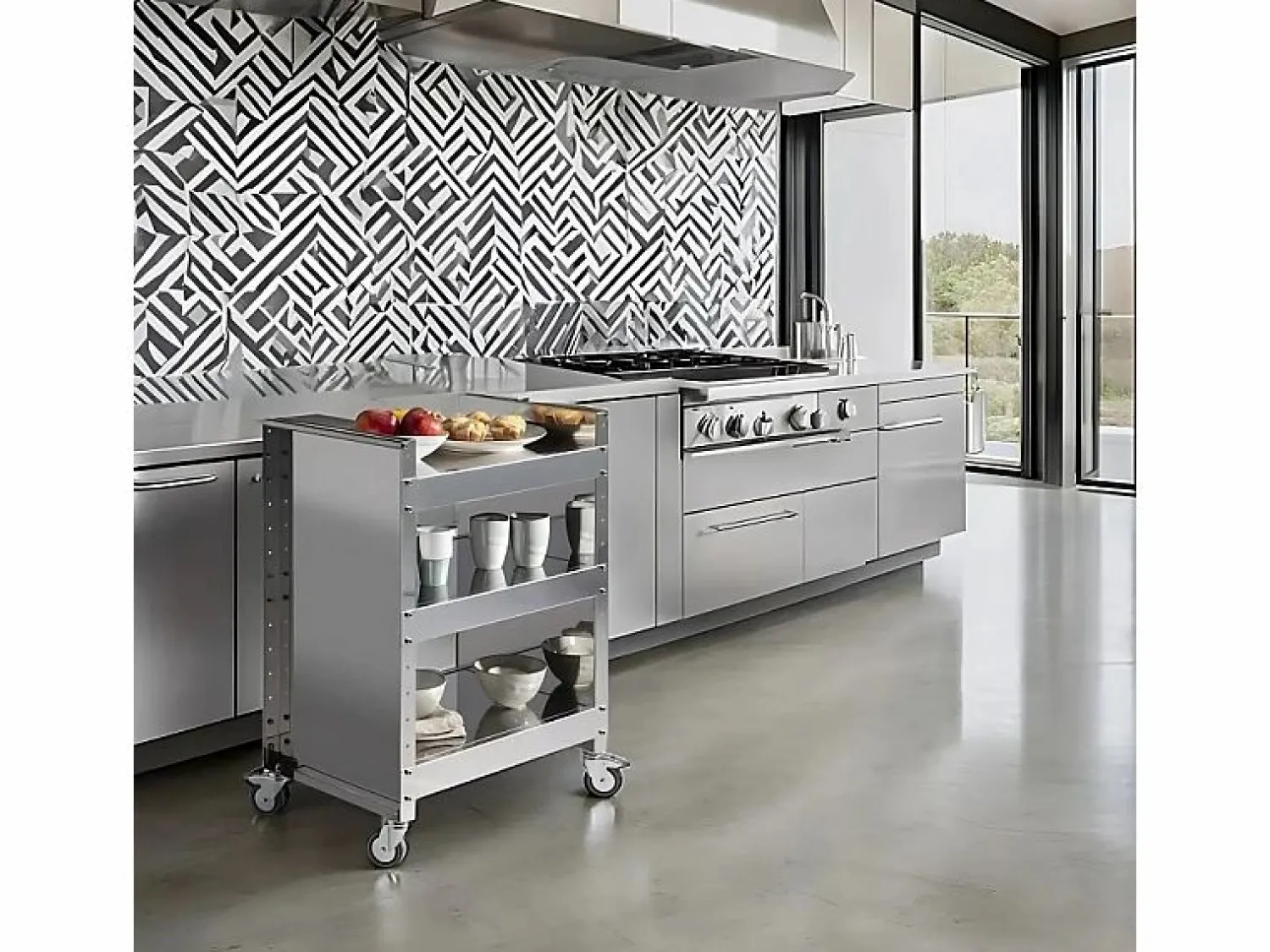 Discount Carro en acero inoxidable con ruedas - 3 estantes regulables - 82*59*40,50 cm - TEO Mueble Camarera