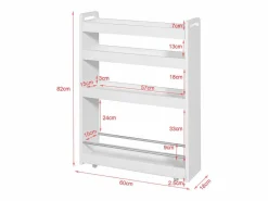 Sobuy Carro Multiuso con Ruedas,Carrito,4 bandejas,L60 x P18 x H82 cm NSR01-W ES