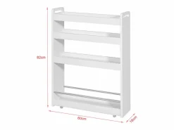 Sobuy Carro Multiuso con Ruedas,Carrito,4 bandejas,L60 x P18 x H82 cm NSR01-W ES