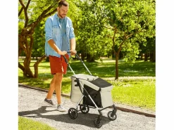 Discount Carro plegable para perros y gatos fabricado en aluminio, ligero y resistente, poliéster, color (80x48,5x106cm) Transportín De Paseo Para Animales