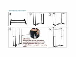 Discount DripeX Carryando con ropa con ruedas, altura de la barra de ropa estirada de 90-160 cm, con soporte de chaussure, carga máxima. 50 kg, 2 barras Negro