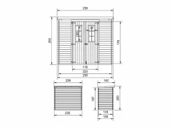 New Casa de almacenamiento jardín con suelo tratado - 142x239x200 cm/2.63 m² - M310C+M310G Caseta De Jardín