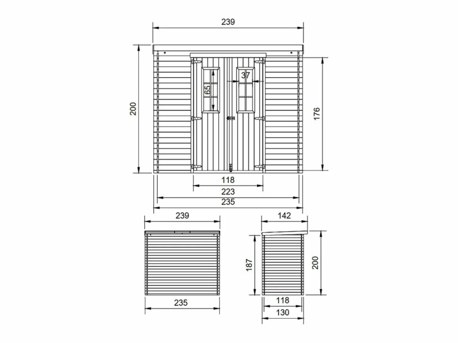 New Casa de almacenamiento jardín con suelo tratado - 142x239x200 cm/2.63 m² - M310C+M310G Caseta De Jardín