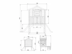 Best Casa de juegos para niños con tobogán - 1.1m² - M550A Cabaña Infantil