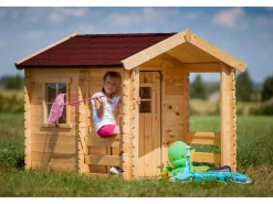 Outlet Timbela Casa de madera para niños - L182xL146xA145 cm / 1.1m² - M501A Color natural claro