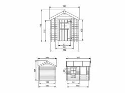 Outlet Timbela Casa de madera para niños - L182xL146xA145 cm / 1.1m² - M501A Color natural claro