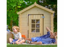 Best Timbela Casa de madera para niños (tetto-colore rosso) - 111x114xA121 cm - M570R-1 Color natural claro