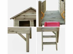 Hot Sweeek Casa de madera para niños de 2m² madera Marru00f3n chocolate