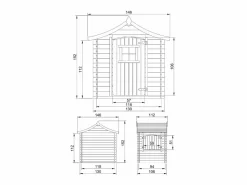 Hot Casa de madera para niños sin suelo - L112xL146xA152 cm / 1.1m² - M550-1 Cabaña Infantil