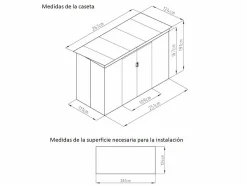 EXPERTLAND Caseta de jardín de acero galvanizado con claraboyas transparentes FOLCO - 3,24 m² Gris