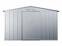 Caseta de jardín de 9,92m² de acero galvanizado gris - LINUS Caseta De Jardín