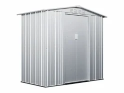 EXPERTLAND Caseta de jardín de 2,36m² de acero galvanizado gris - LINUS
