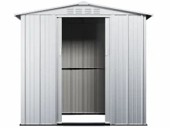 EXPERTLAND Caseta de jardín de 2,36m² de acero galvanizado gris - LINUS