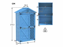 Best Caseta de jardín de madera maciza con techo inclinado resistente a la intemperie - 2 puertas 3 estantes - 90 x 56,5 x 175,3 cm - Armario De Jardín