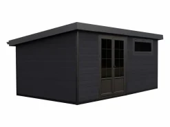 Vente-unique Caseta de jardín de madera compuesta 28 mm antracita o natural oscuro - 17,2 m² - HAZELTON