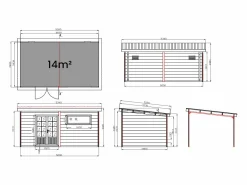 Vente-unique Caseta de jardín de madera compuesta 28 mm antracita o natural oscuro - 17,2 m² - HAZELTON