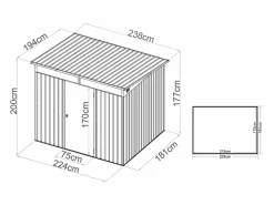 Online Caseta de jardín de metal en acero galvanizado 4,6 m² - CLAFTON Caseta De Jardín